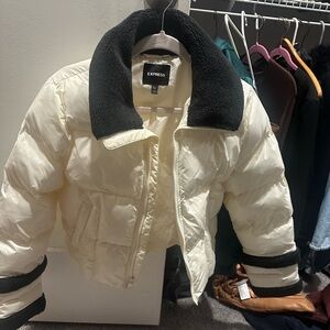Express leather puffer jacket